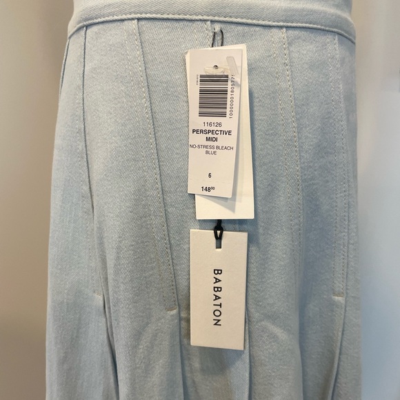 Babaton Light Blue Pleated Midi Skirt - Picture 8 of 11